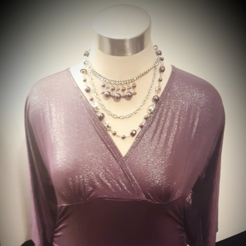 Purple Metallic Look Blouse 1(New)